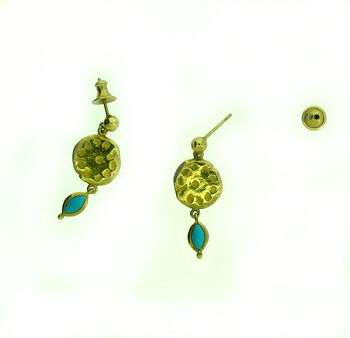 Gold Vermeil Croesus Coin Turquoise Earrings, 3 of 3