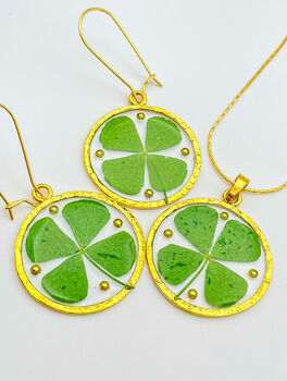 Good Luck Earrings With Four Leaf Clovers, 3 of 9