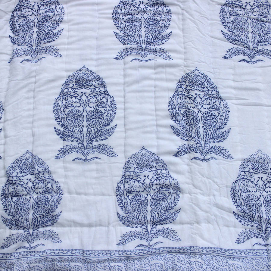 blue block print quilt by ibbi direct ltd