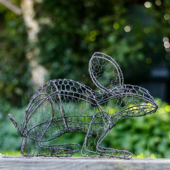 Wire Hare Recycled Metal Garden Sculpture, 3 of 4