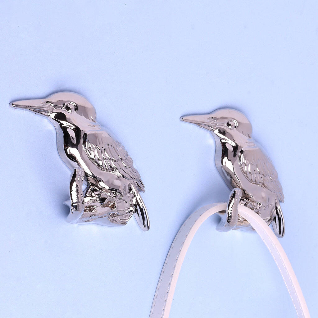 G Decor Set of Two Solid Chrome Birds Wall Coat Hooks