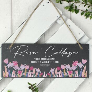 Personalised Wild Flower Hanging Slate Plaque, 3 of 4