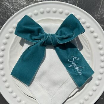 Personalised Velvet Embroidered Bow, 3 of 5