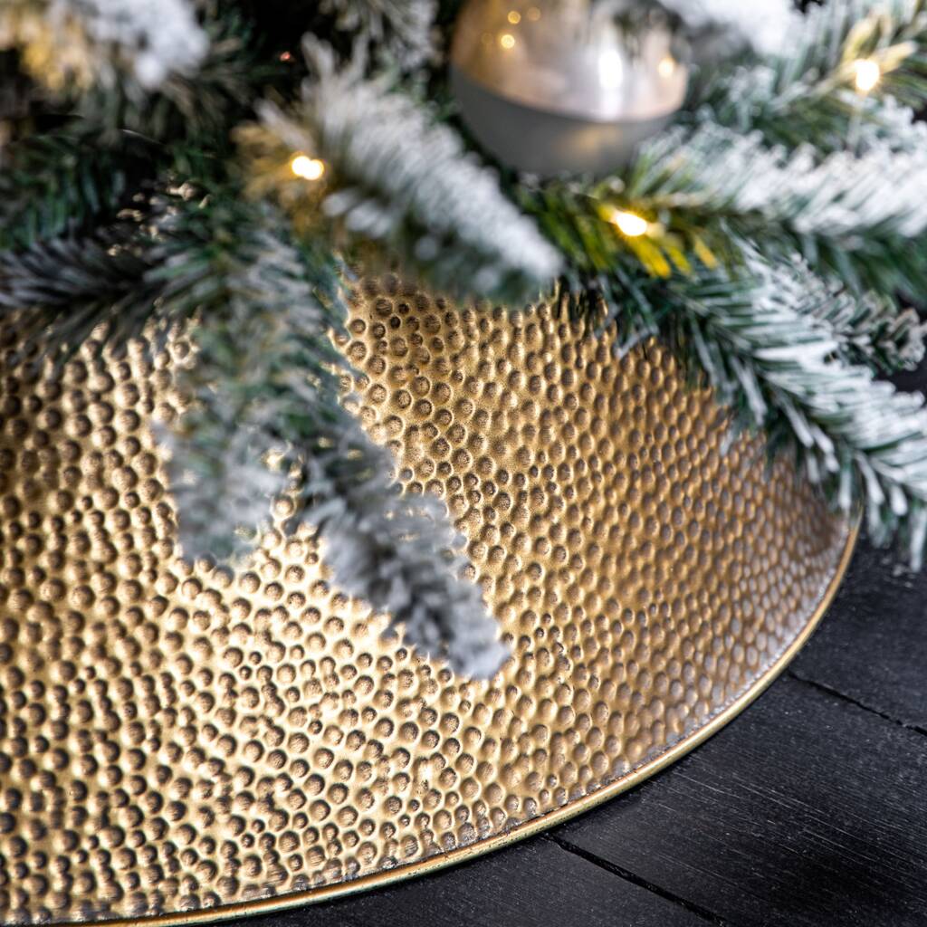 Hammered Gold Metal Christmas Tree Skirts By Primrose & Plum