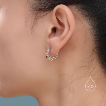 Sterling Silver Lotus Flower Hoop Earrings, 2 of 12