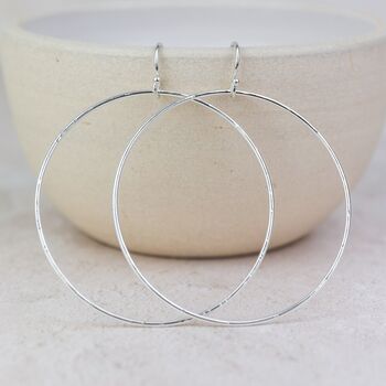 Sterling Silver Geo Circle Hoop Earrings, 2 of 3