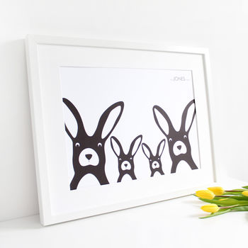 Bunny Family Selfie, Easter Personalised Print, 2 of 3