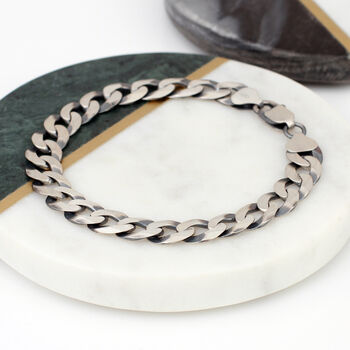 Sterling Silver Men's Flat Link Curb Bracelet, 2 of 4