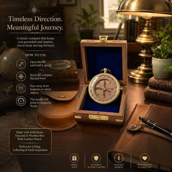 Vintage Style Brass Navigation Open Face Compass, 3 of 12