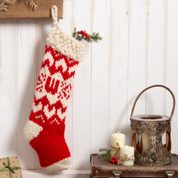 Personalised Christmas Stocking Knitting Kit Red, 2 of 8