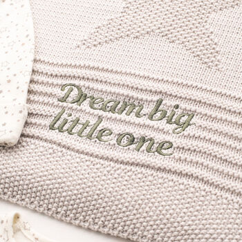 Unisex Grey Big Star Knitted Baby Blanket, 2 of 12
