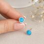 Sterling Silver Blue Opal Stud Earrings: October Birthstone – 6mm, thumbnail 1 of 9