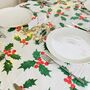 Luxury Christmas Holly Tablecloth ~ Linen Feel Paper, thumbnail 5 of 8