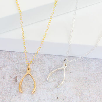 Gold Vermeil Wishbone Necklace, 5 of 8