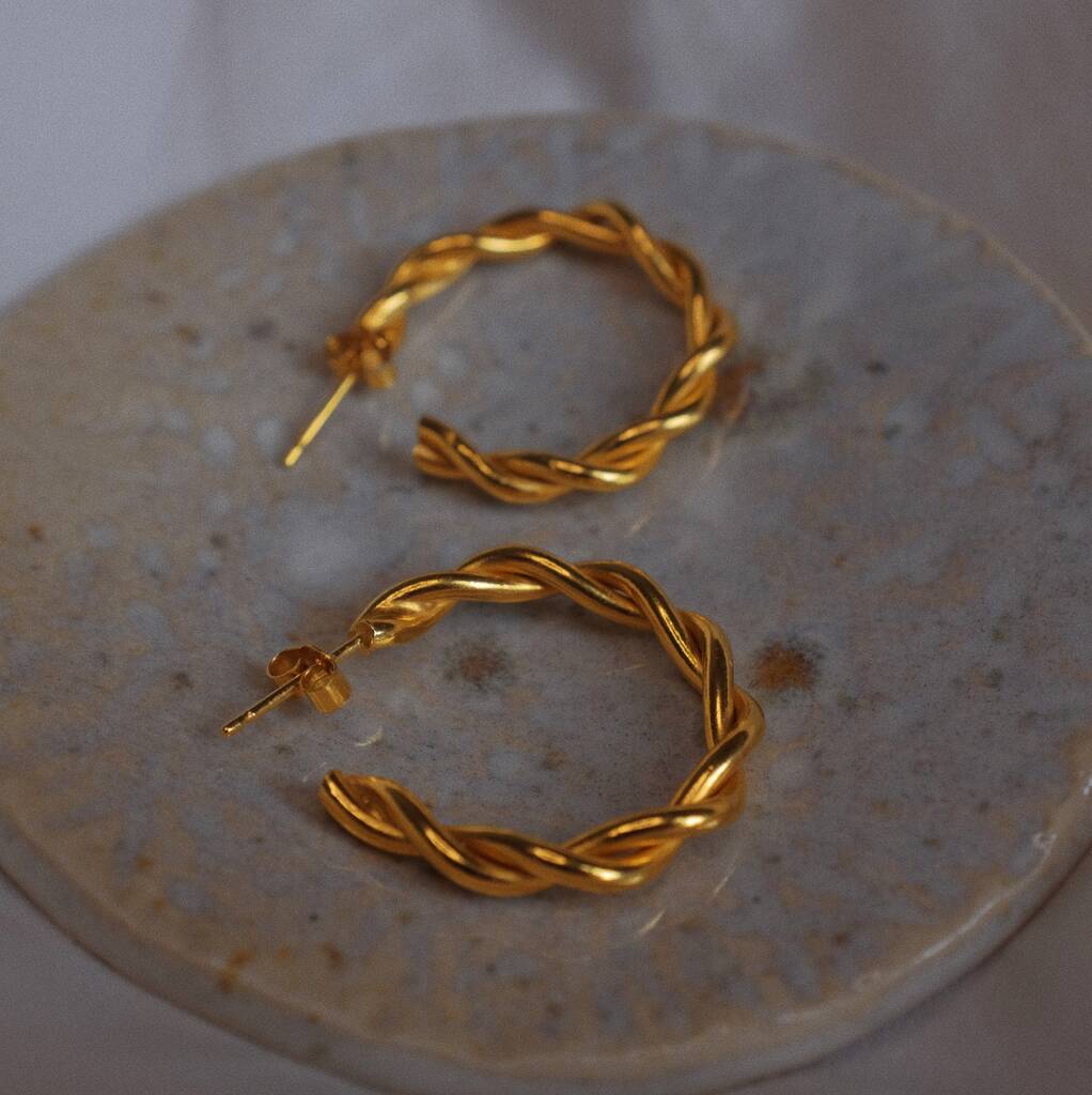 Chunky Gold Vermeil Twisted Hoops, 1 of 5