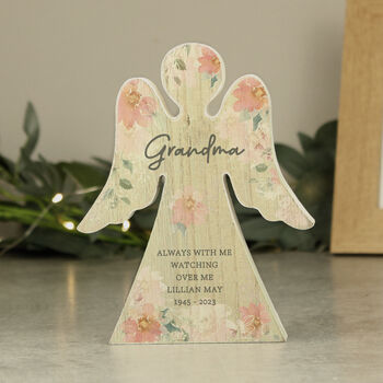 Personalised Floral Wooden Angel Memorial Ornament, 3 of 10