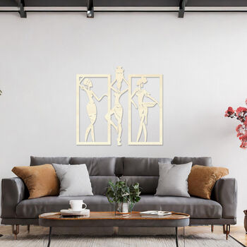 Wooden African Women Wall Art Set For Modern Home Decor, 8 of 9