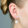 Geometric Pearl And Silver Earrings, thumbnail 3 of 5
