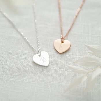 Sterling Silver Script Heart Initial Necklace, 2 of 12