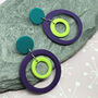 Brightly Coloured Wonky Hoop Retro Style Earrings, thumbnail 2 of 6