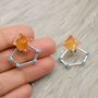 Raw Citrine,Turquoise Sterling Silver Earrings, thumbnail 7 of 8