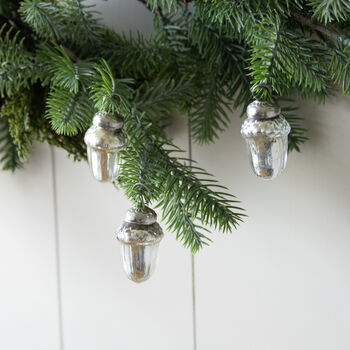 Aged Silver Glass Acorn Baubles, 4 of 4