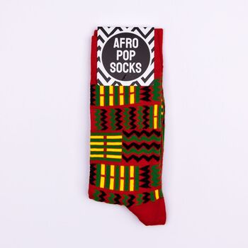 Kuba Red Afropop Socks, 4 of 6