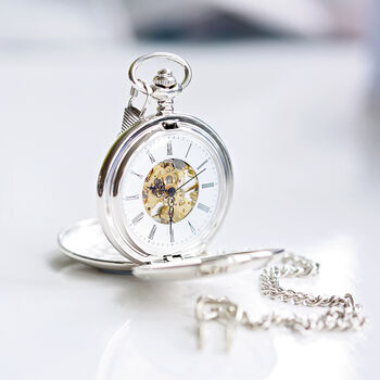 Your Own Handwriting Engraved Dual Opening Pocket Watch, 2 of 8