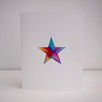 Handmade Watercolour Star Birthday Greetings Card, 2 of 9