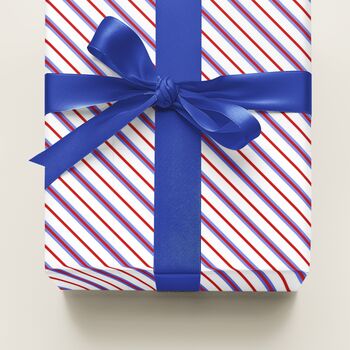 Luxury Striped Gift Wrapping Paper – Blue And Red Design, 2 of 6