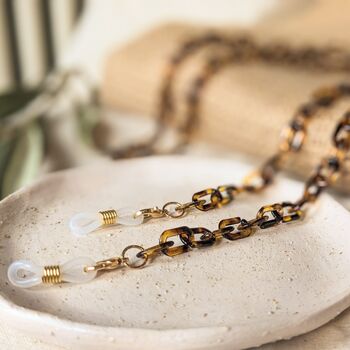 Glasses Chain – Dainty Small Paperclip Tortoiseshell Acrylic, 3 of 5