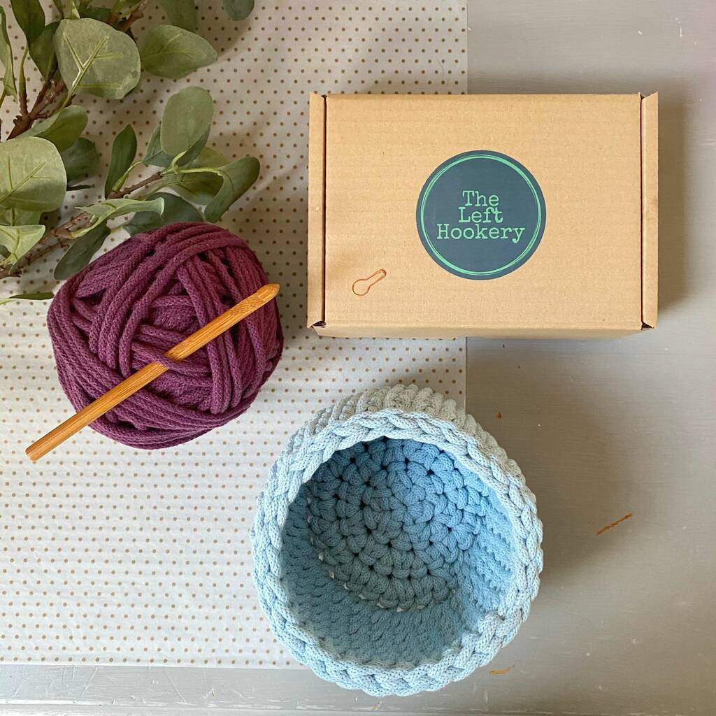 Small Block Colour Crochet Basket Kit, 1 of 4