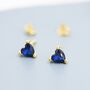 Sterling Silver Tiny Sapphire Blue Cz Heart Stud Earrings, thumbnail 1 of 12