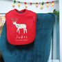 Personalised Nordic Deer First Christmas Bib, thumbnail 8 of 8