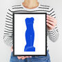 Female Figurative Torso Blue Linocut Art Print, thumbnail 4 of 6
