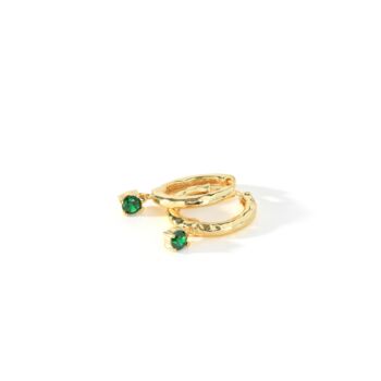 Gold Plated Green Cz Charm Hoop Jewellery Set, 5 of 8