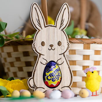 Personalised Bunny Easter Egg Holder – Custom Wooden Chocolate Display For Children – Thoughtful Spring Keepsake, 3 of 7