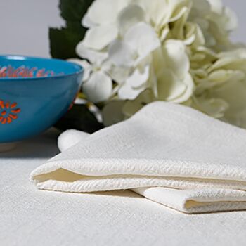 Stonewashed 100% Linen Napkin Sets Ivory Off White, 4 of 6