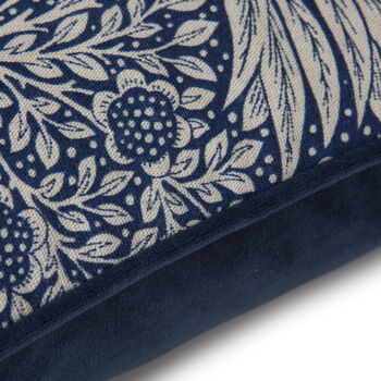 William Morris Marigold Indigo Wool Filled Cushion, 4 of 8