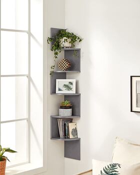 Five Tier Zigzag Floating Corner Wall Shelves, 2 of 12