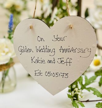 Personalised Golden Wedding Anniversary Gift Heart, 3 of 4