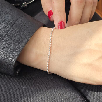 Ball Bead Chain Minimalist Dainty Silver Bracelet, 4 of 4