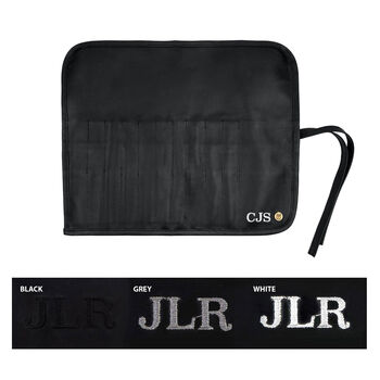 Personalised Black Leather Artists Pencil Brush Roll, 6 of 8