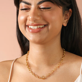 Gold Stainless Steel T Bar Oval Link Chain Necklace, 3 of 3