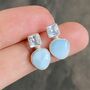 Larimar Blue Topaz Silver Stud Earrings, thumbnail 9 of 10