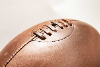 Vintage Full Cowhide Leather Rugby Ball – Handcrafted, 5 of 8