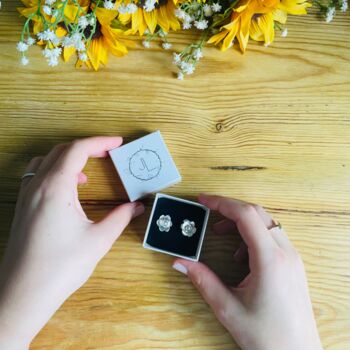 Flower Stud Earrings In Sterling Silver, 3 of 8