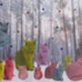 Pastel Shorthair Cats In The Forest Card / Giclee Print, thumbnail 4 of 5
