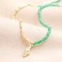 Green Stone Beaded Shell Pendant Necklace In Gold, thumbnail 1 of 3