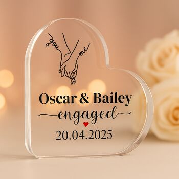 Personalised Engaged Acrylic Heart Plaque With Dates, 2 of 12